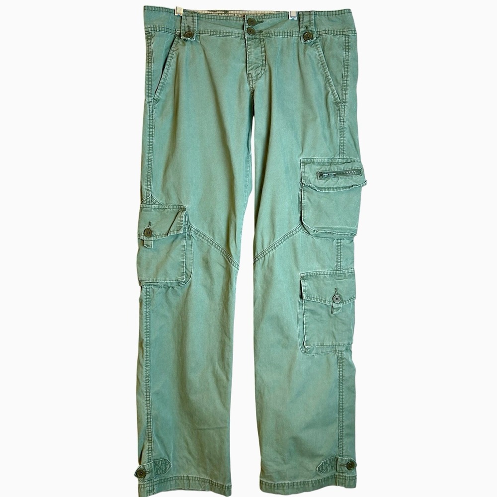 Vintage L.e.i. Cargo Utility Pants Size 9 Olive Green Y2K Low Rise 34x32